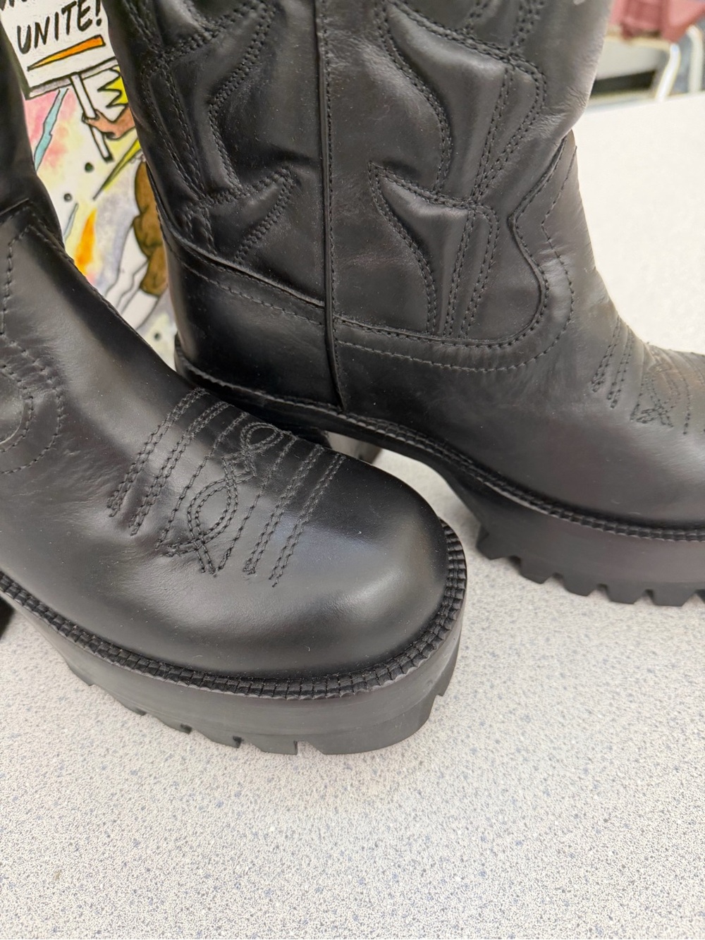 NIB Jeffrey Campbell Honky Tonk chunky cowboy boots. - Picture 8 of 12